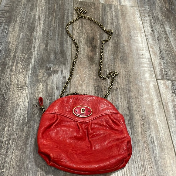 Fossil Leather Crossbody Red - Picture 1 of 7